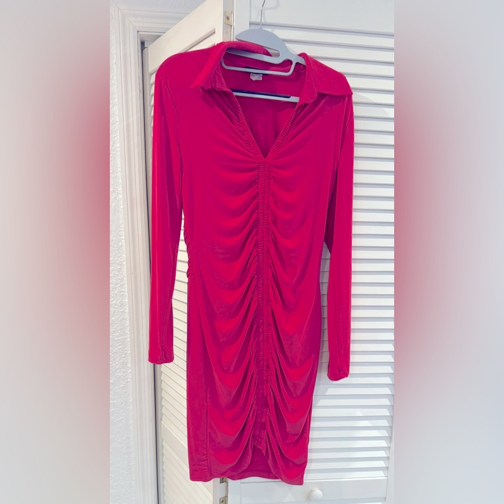 Maternity pink work dress.